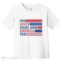 She Loves Jesus And America Too Retro Toddler T-Shirt thumb 0