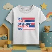 She Loves Jesus And America Too Retro Toddler T-Shirt thumb 3