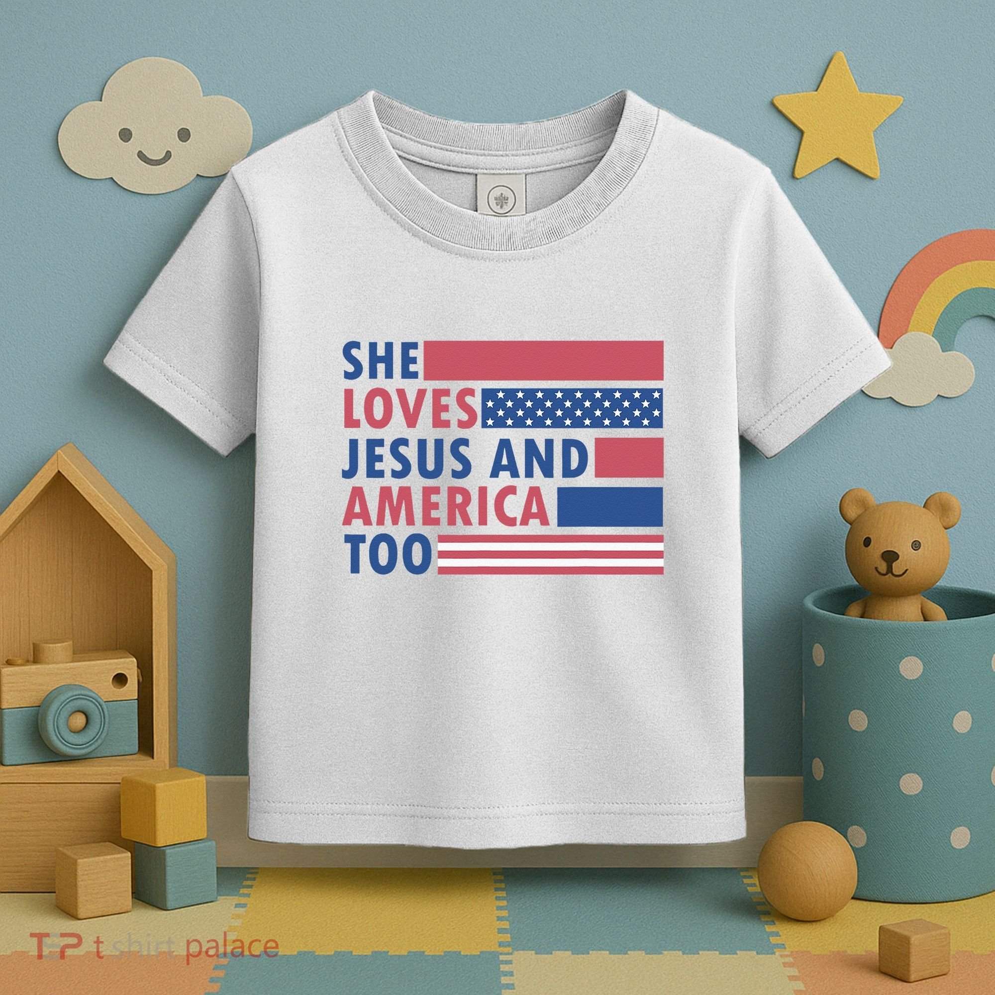 She Loves Jesus And America Too Retro Toddler T-Shirt
