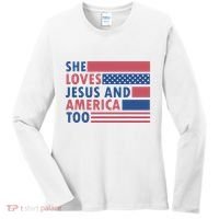 She Loves Jesus And America Too Retro Women's Long Sleeve Shirt thumb 0