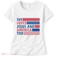 She Loves Jesus And America Too Retro Women's T-Shirt thumb 0