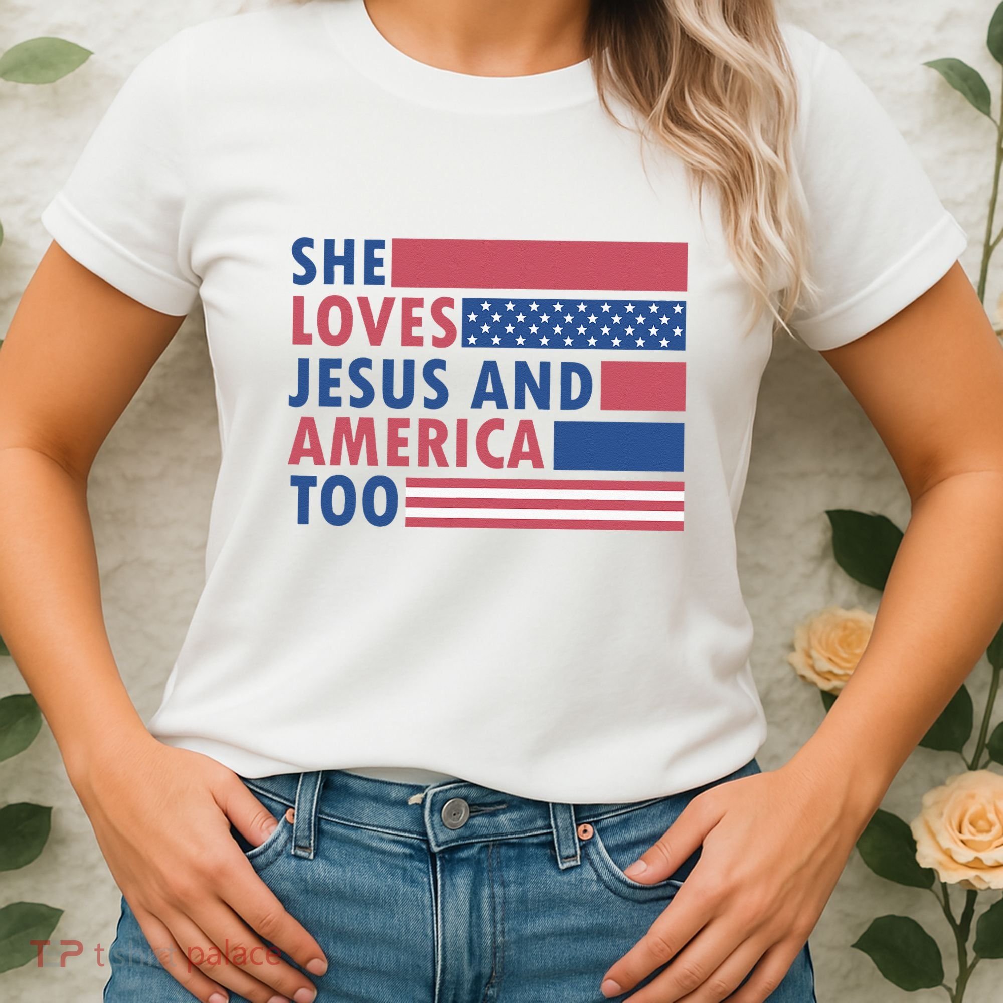 She Loves Jesus And America Too Retro Women's T-Shirt