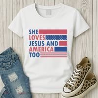 She Loves Jesus And America Too Retro Women's T-Shirt thumb 3