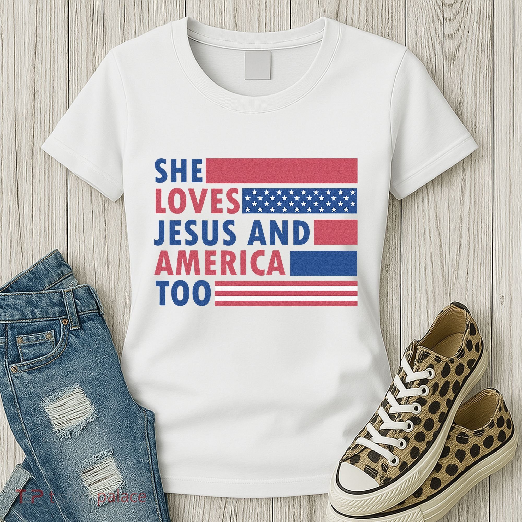 She Loves Jesus And America Too Retro Women's T-Shirt