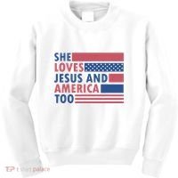 She Loves Jesus And America Too Retro Kids Sweatshirt thumb 0