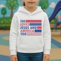 She Loves Jesus And America Too Retro Kids Hoodie thumb 3