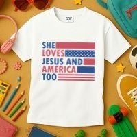 She Loves Jesus And America Too Retro Kids T-Shirt thumb 3