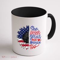 She Loves Jesus And America Too Coffee Mug thumb 1