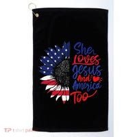 She Loves Jesus And America Too Golf Towel thumb 0