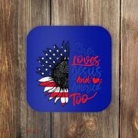 She Loves Jesus And America Too Coaster thumb 0
