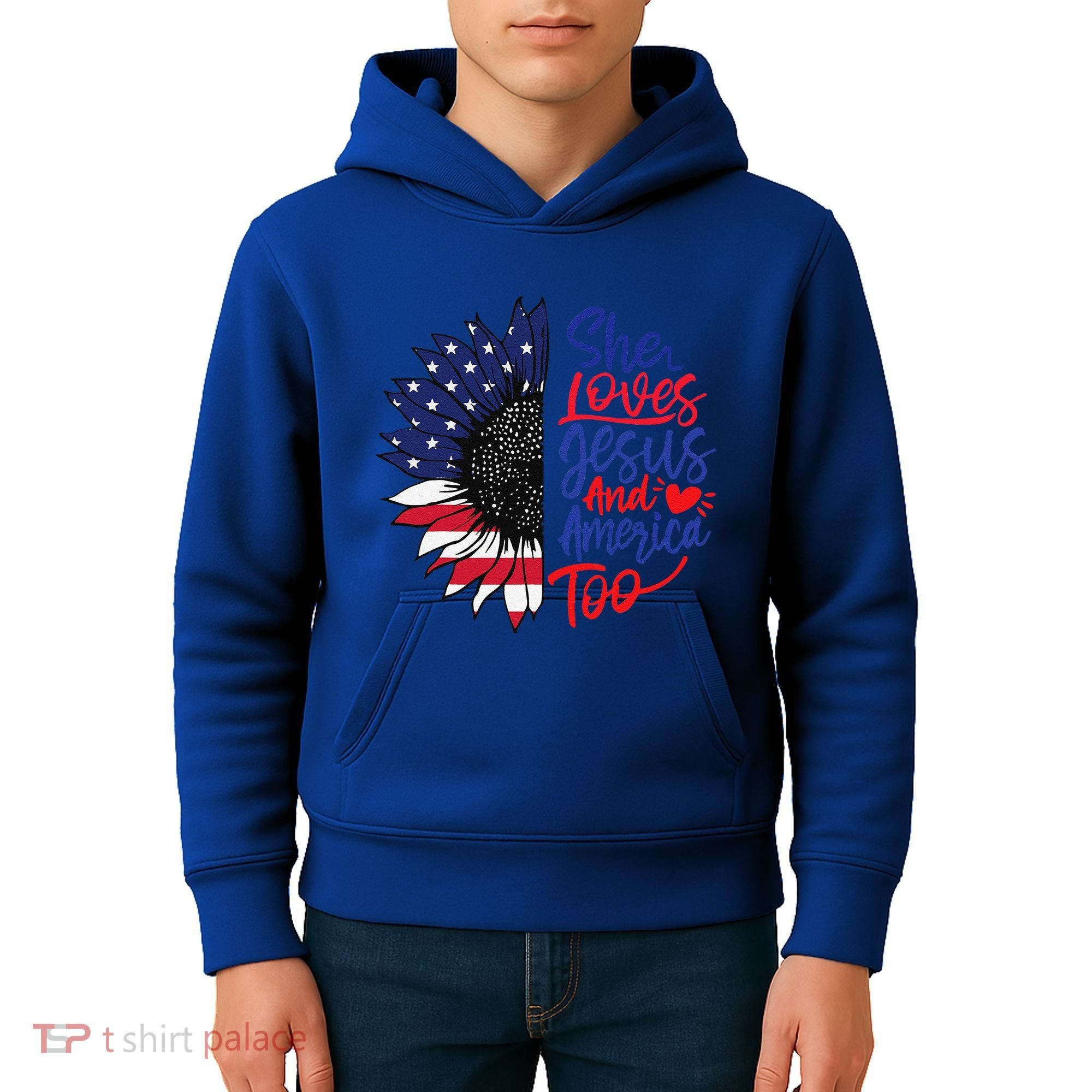 She Loves Jesus And America Too Kids Hoodie