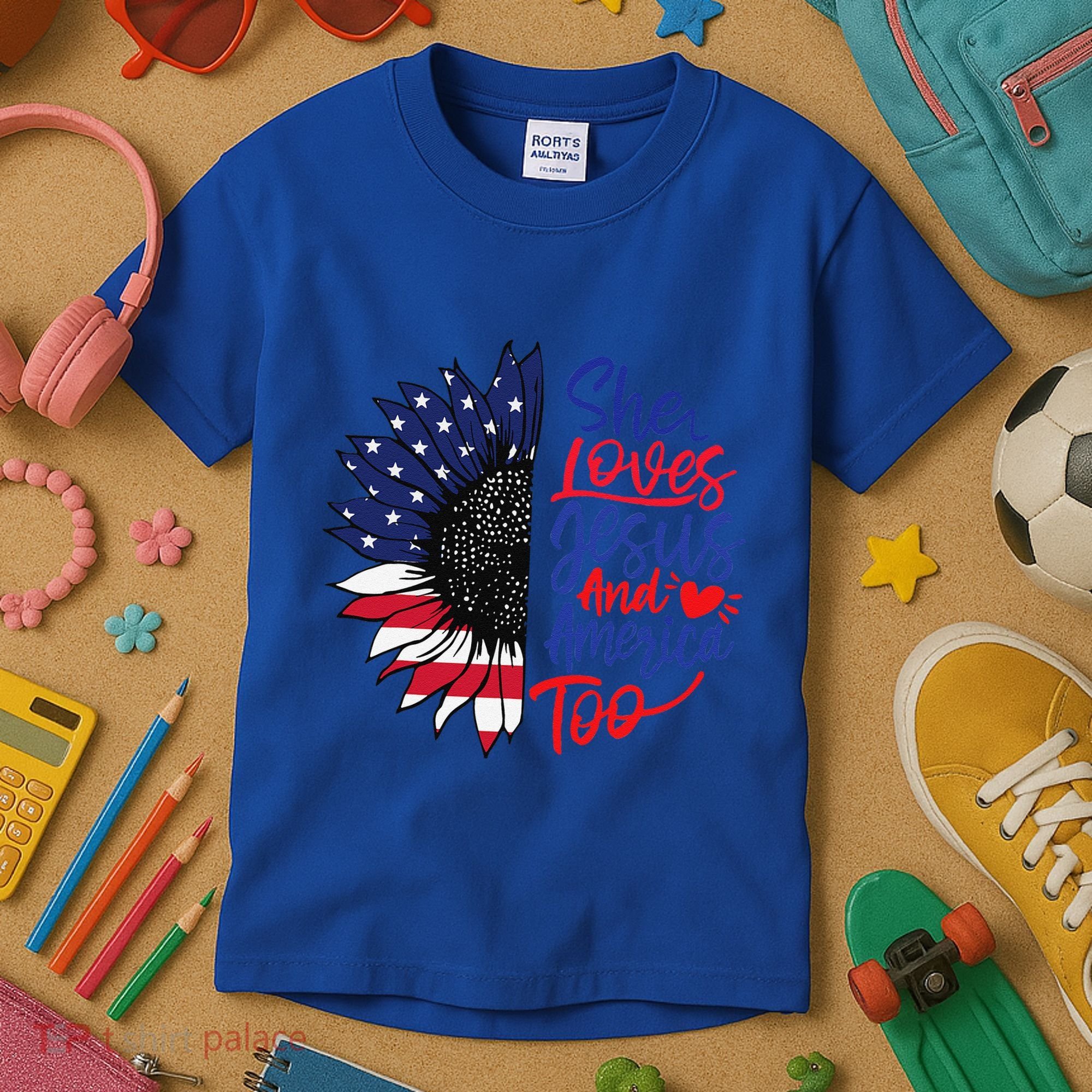 She Loves Jesus And America Too Kids T-Shirt