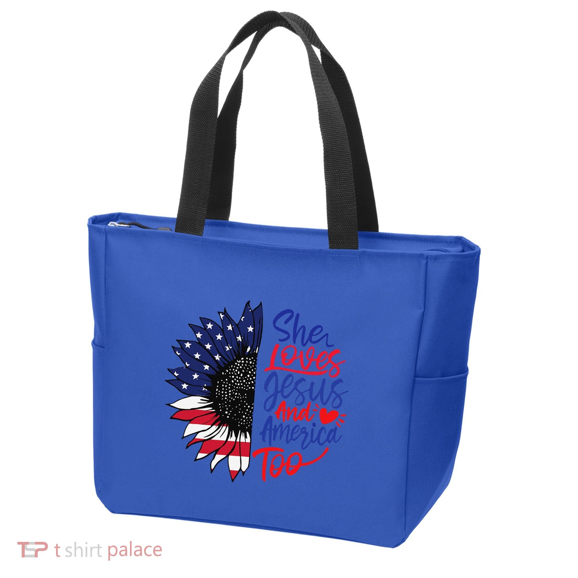 She Loves Jesus And America Too Tote Bag
