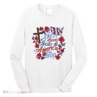 She Loves Jesus And America Too Floral Cross Long Sleeve Shirt thumb 0
