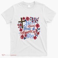 She Loves Jesus And America Too Floral Cross T-Shirt thumb 0