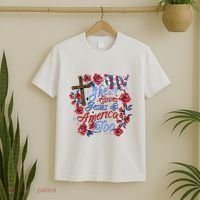 She Loves Jesus And America Too Floral Cross T-Shirt thumb 2