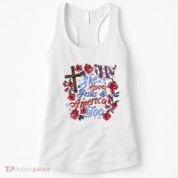 She Loves Jesus And America Too Floral Cross Women's Tank Top thumb 0