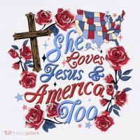 She Loves Jesus And America Too Floral Cross Women's Tank Top thumb 5