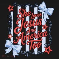 She Loves Jesus And America Too Retro Striped Bucket Hat thumb 4