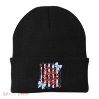 She Loves Jesus And America Too Retro Striped Beanie thumb 0