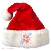 She Loves Jesus And America Too Retro Striped Santa Hat thumb 0