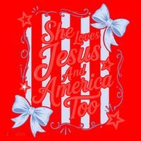 She Loves Jesus And America Too Retro Striped Santa Hat thumb 1