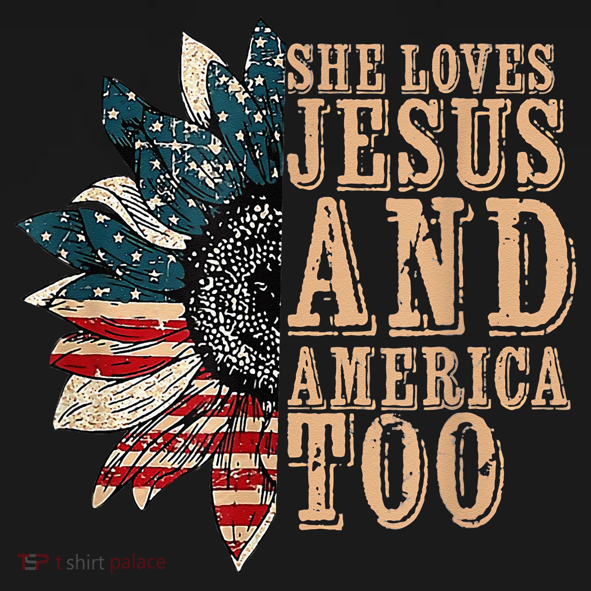 She Love Jesus And America Too Funny Sunflower America Flag Women's Hoodie