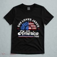 She Loves Jesus And America Too Christian Patriot Sunflower T-Shirt thumb 5