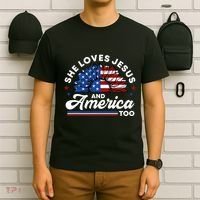 She Loves Jesus And America Too Christian Patriot Sunflower T-Shirt thumb 6