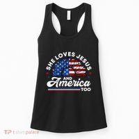 She Loves Jesus And America Too Christian Patriot Sunflower Women's Tank Top thumb 0