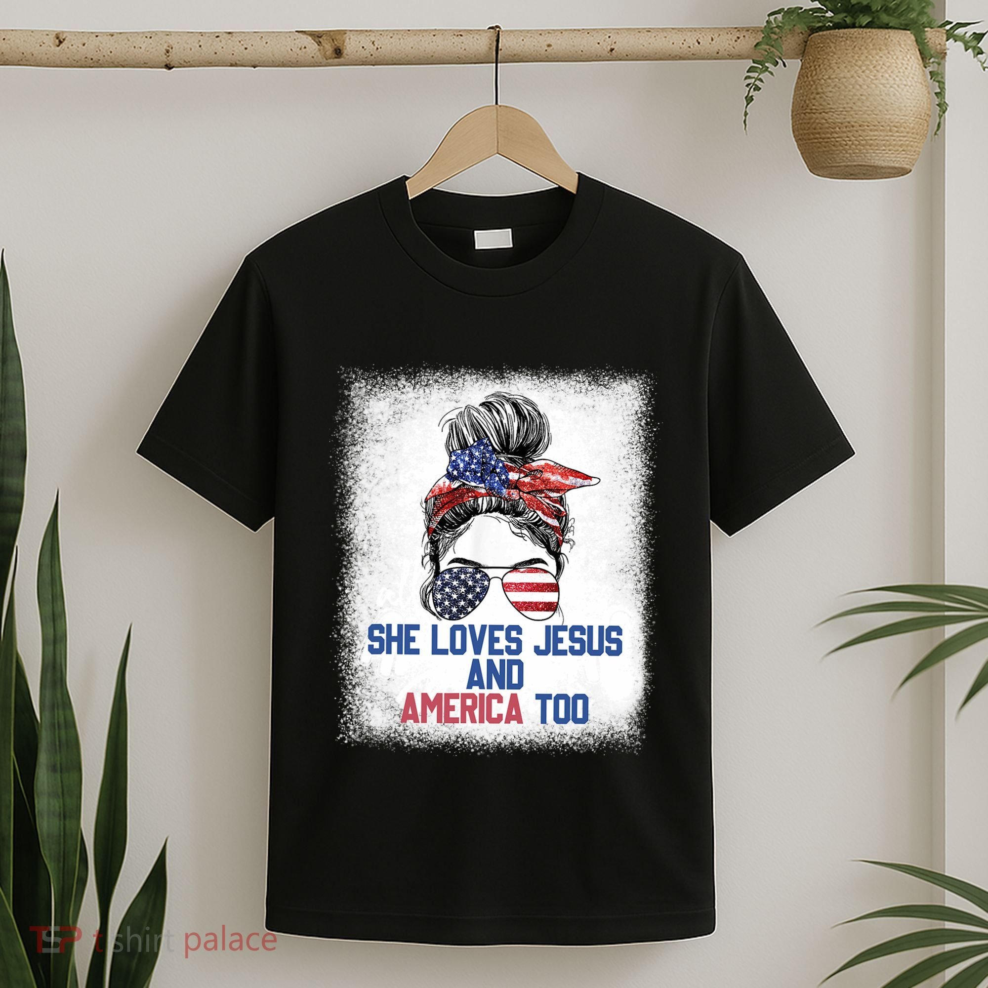 She Loves Jesus And America Too 4th Of July Christian Lover T-Shirt