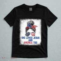 She Loves Jesus And America Too 4th Of July Christian Lover T-Shirt thumb 5