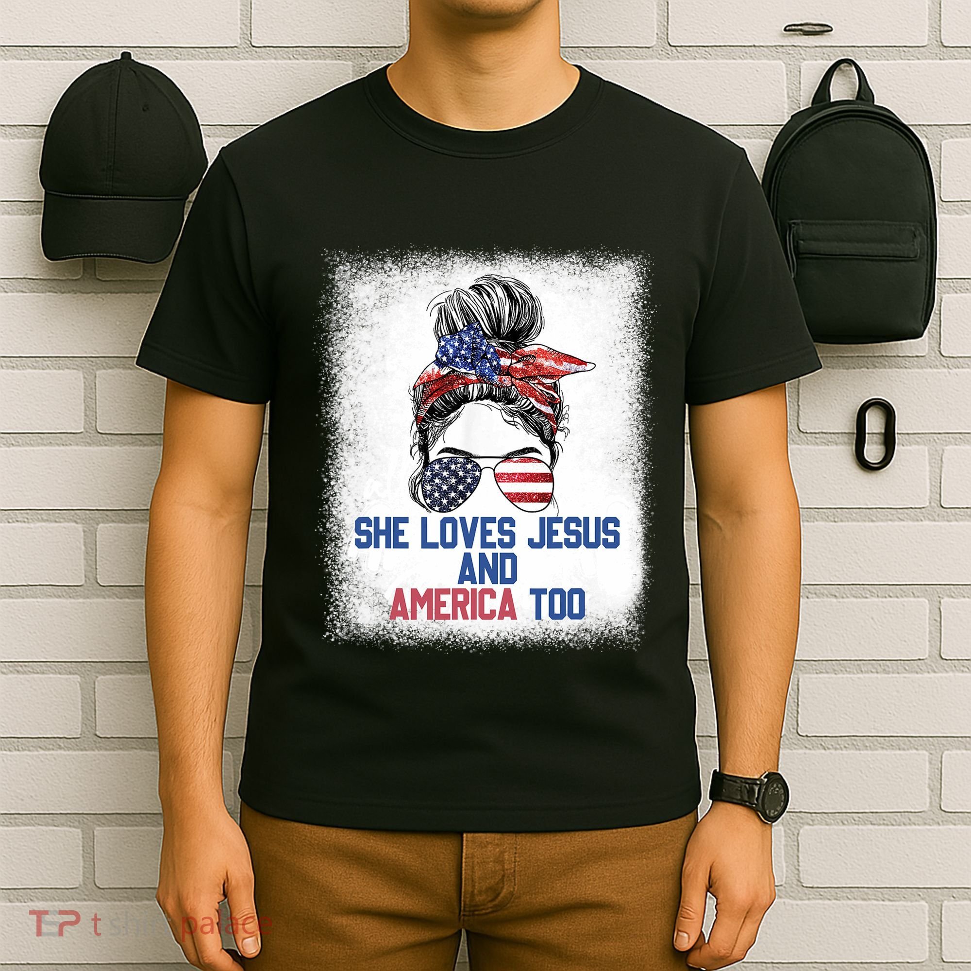 She Loves Jesus And America Too 4th Of July Christian Lover T-Shirt