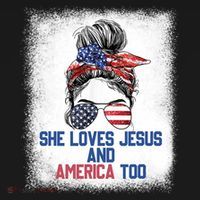 She Loves Jesus And America Too 4th Of July Christian Lover T-Shirt thumb 7