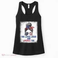 She Loves Jesus And America Too 4th Of July Christian Lover Women's Tank Top thumb 0