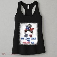 She Loves Jesus And America Too 4th Of July Christian Lover Women's Tank Top thumb 3
