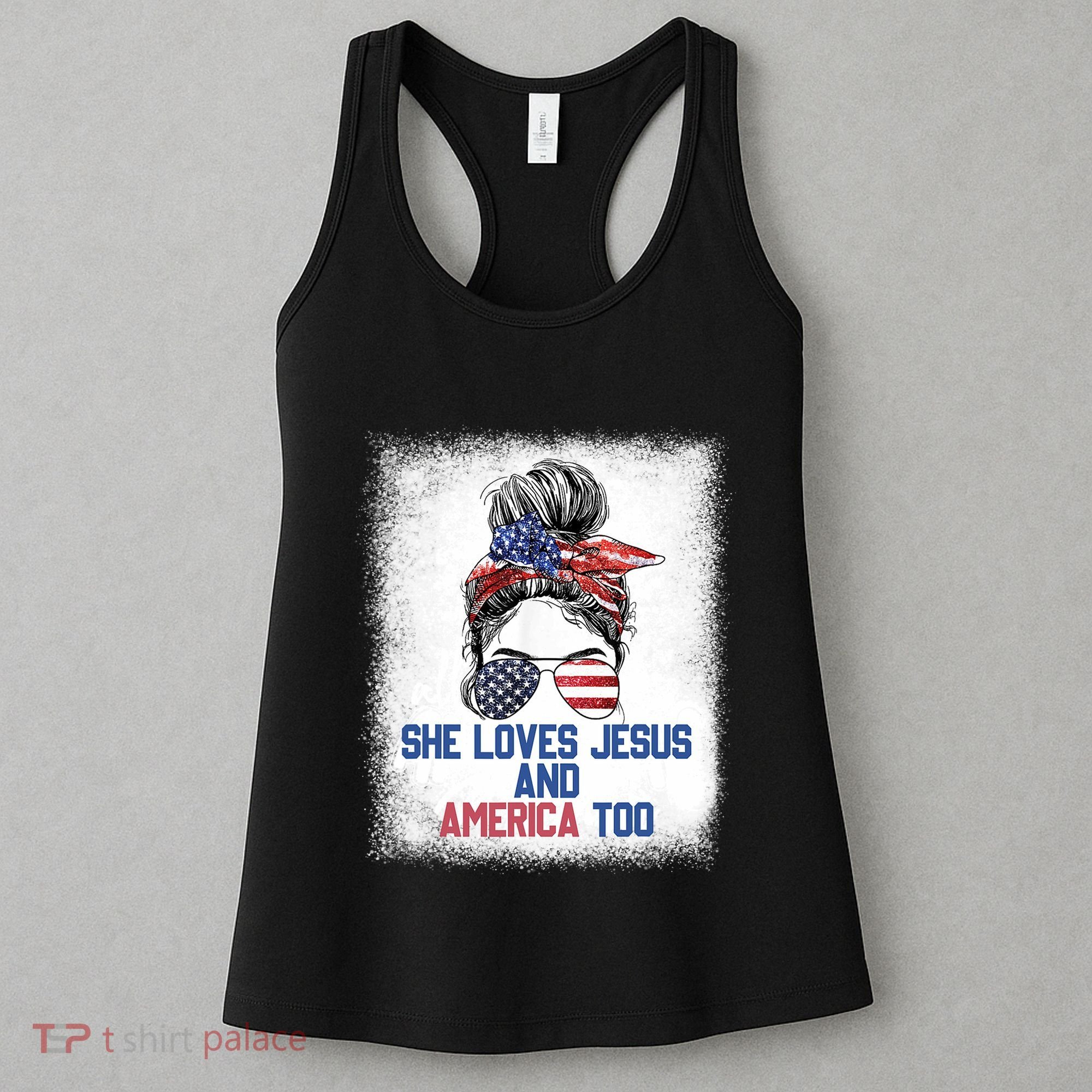 She Loves Jesus And America Too 4th Of July Christian Lover Women's Tank Top