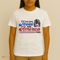 She Loves Jesus And America Too 4th of July Proud Christian T-Shirt thumb 4