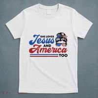 She Loves Jesus And America Too 4th of July Proud Christian T-Shirt thumb 5
