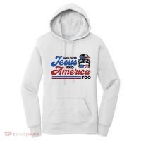 She Loves Jesus And America Too 4th of July Proud Christian Women's Hoodie thumb 0