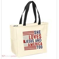 She Loves Jesus And America Too Tote Bag thumb 2