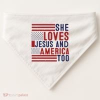 She Loves Jesus And America Too USA-Made Doggie Bandana thumb 0