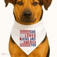 She Loves Jesus And America Too USA-Made Doggie Bandana thumb 1