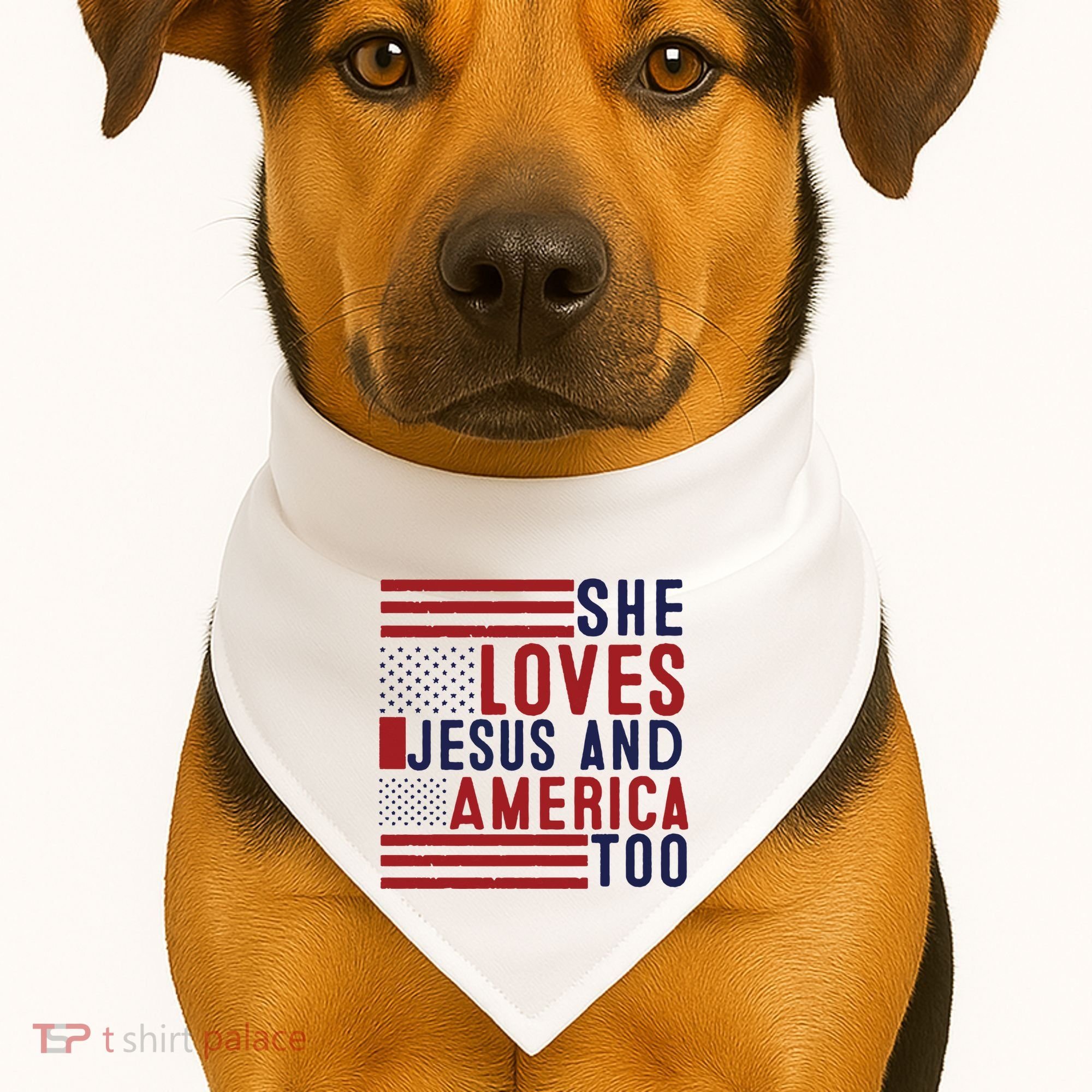 She Loves Jesus And America Too USA-Made Doggie Bandana