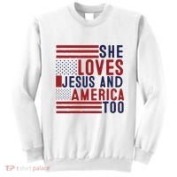 She Loves Jesus And America Too Sweatshirt thumb 0