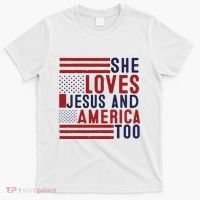 She Loves Jesus And America Too T-Shirt thumb 0