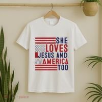 She Loves Jesus And America Too T-Shirt thumb 2
