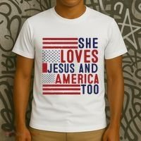 She Loves Jesus And America Too T-Shirt thumb 3