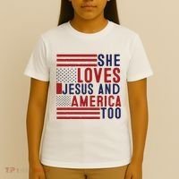She Loves Jesus And America Too T-Shirt thumb 4