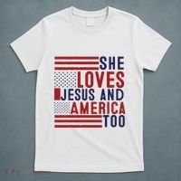 She Loves Jesus And America Too T-Shirt thumb 5